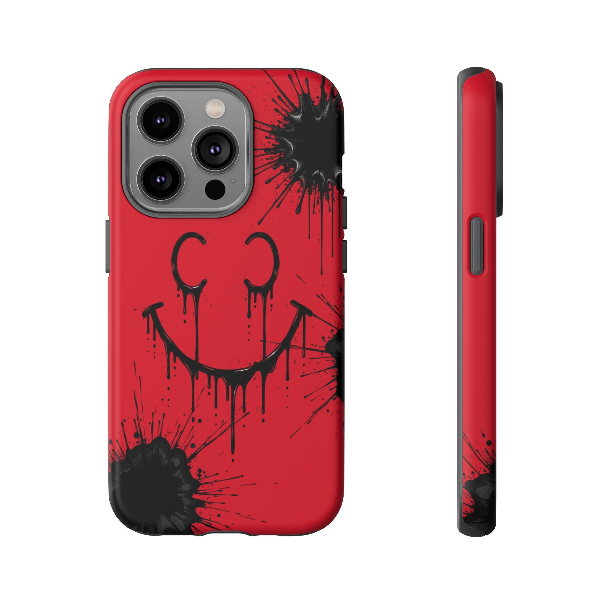 Protective Phone Case — Red Drip Smile Splatter Design