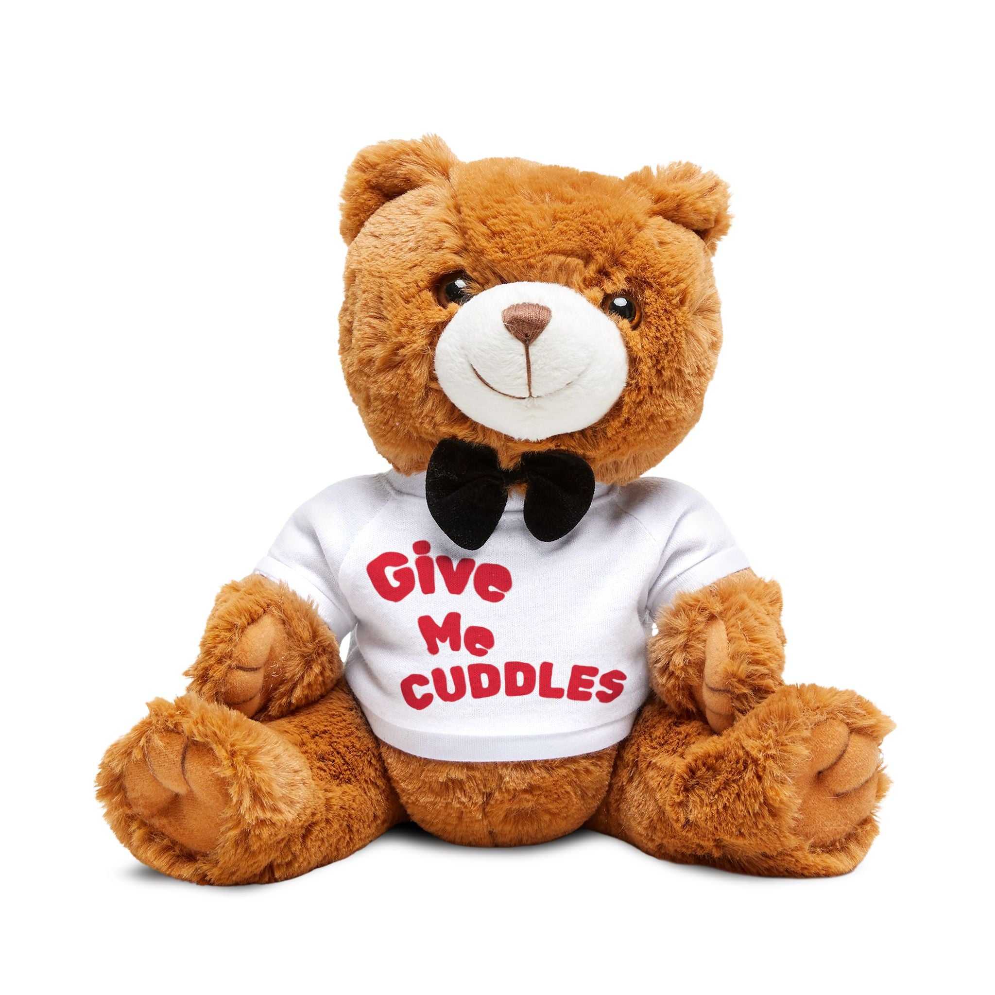 Give Me Cuddles Plush Teddy Bear with T-Shirt — Cute Gift for Kids & Valentines