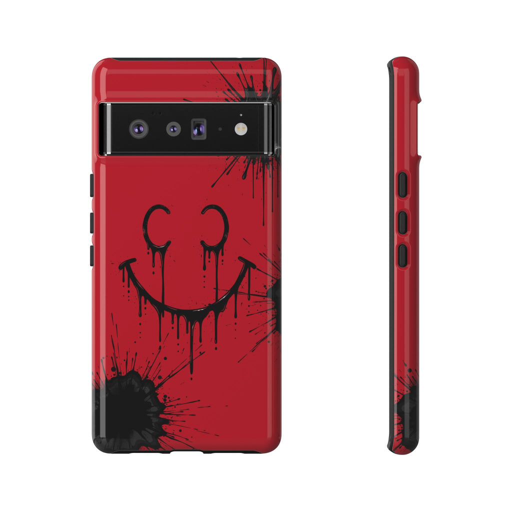 Protective Phone Case — Red Drip Smile Splatter Design
