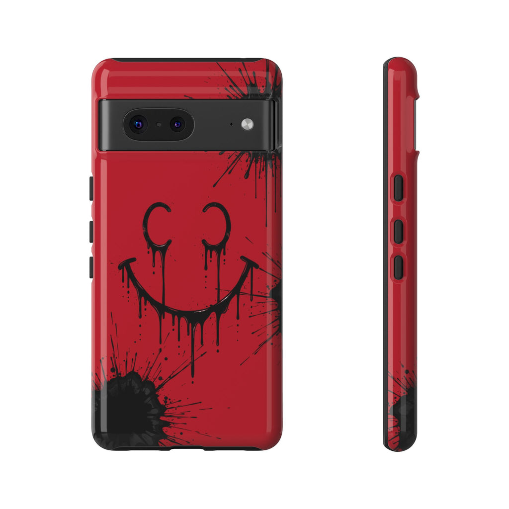 Protective Phone Case — Red Drip Smile Splatter Design