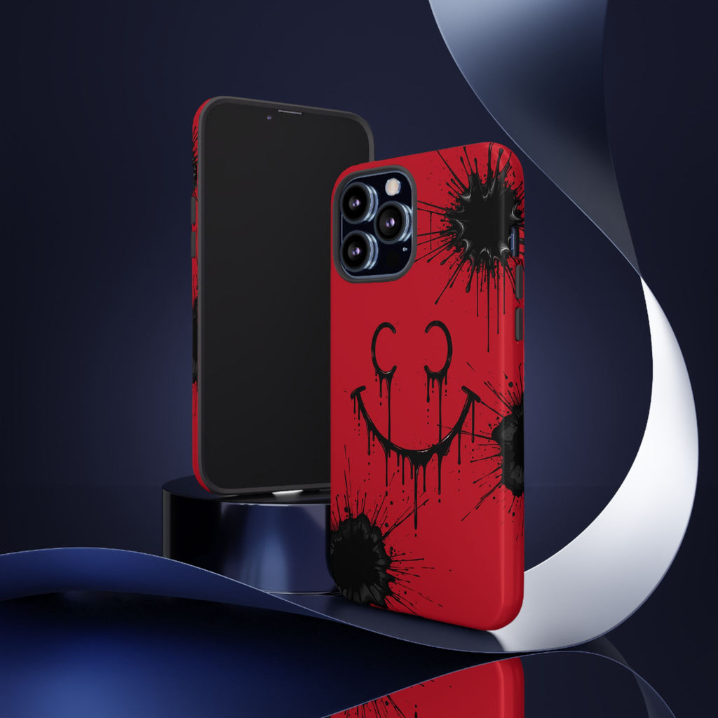 Protective Phone Case — Red Drip Smile Splatter Design