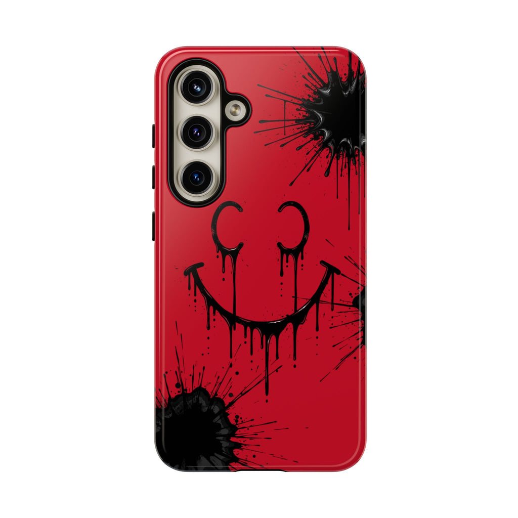 Protective Phone Case — Red Drip Smile Splatter Design