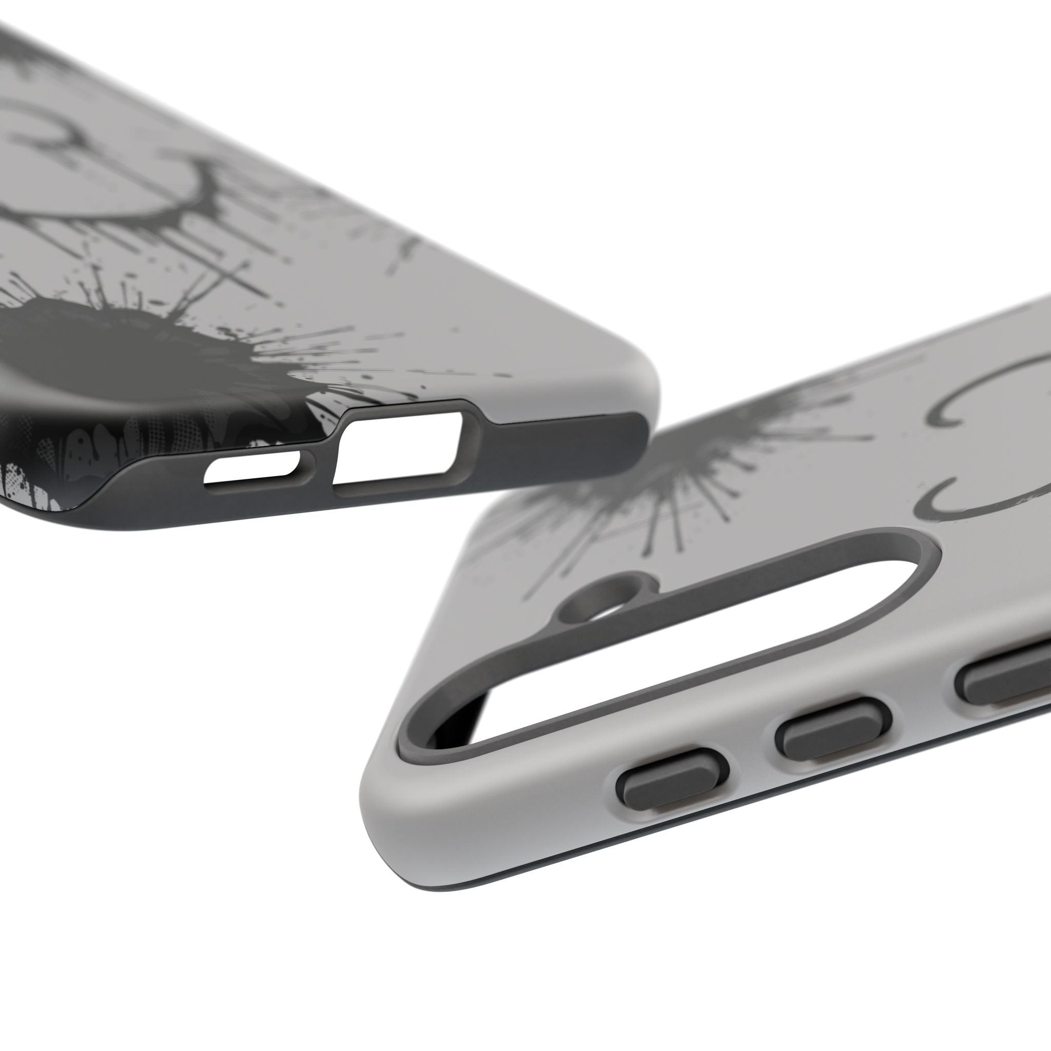 Protective Phone Case — Gray Drip Smile Splatter Design