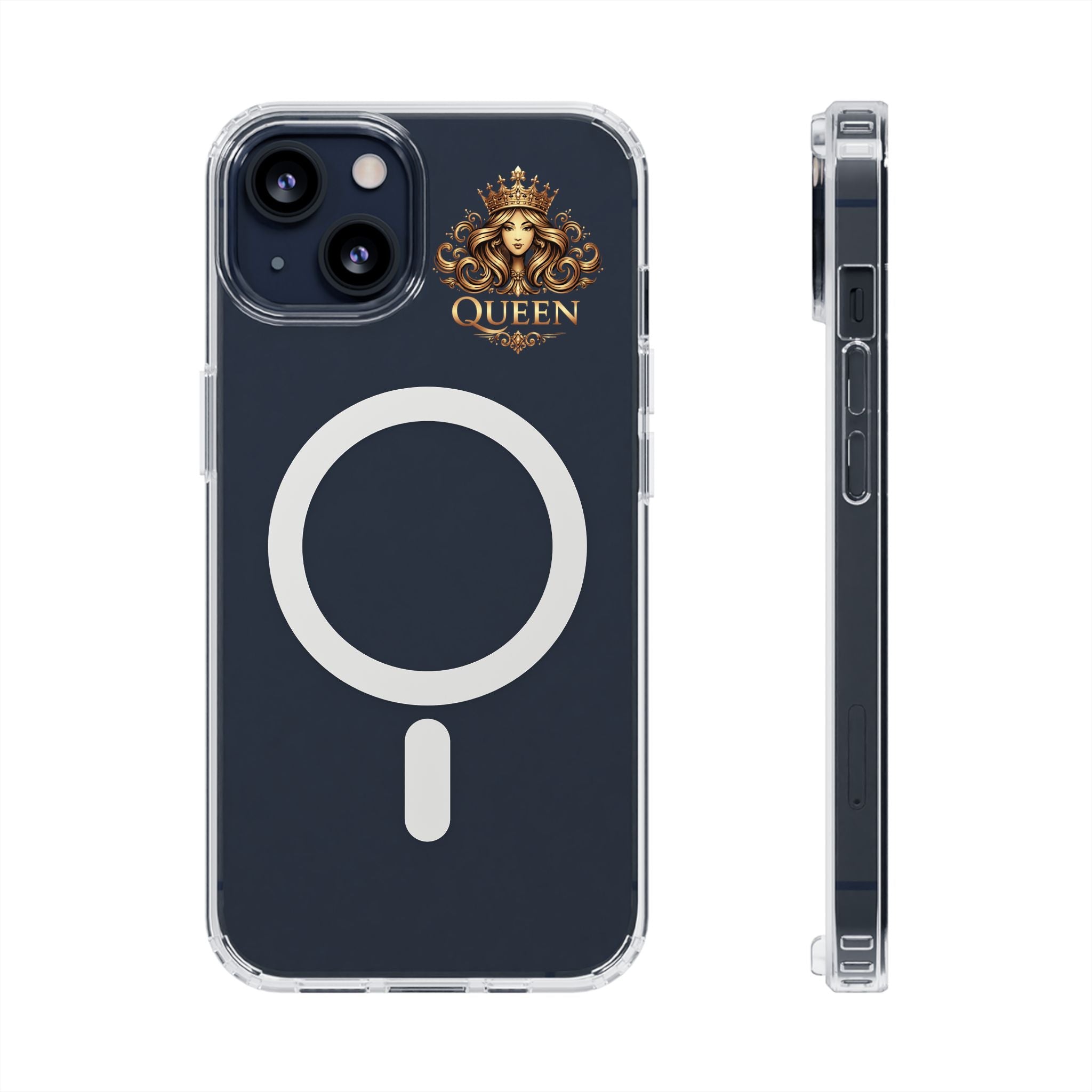Clear Magnetic Phone Case — "Queen" Crown Design, Impact-Resistant