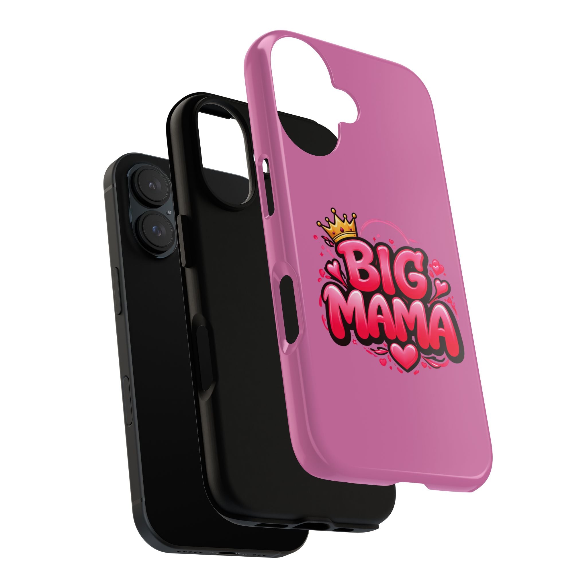 Big Mama Pink Phone Case — Cute Crowned Heart Graphic Tough Case