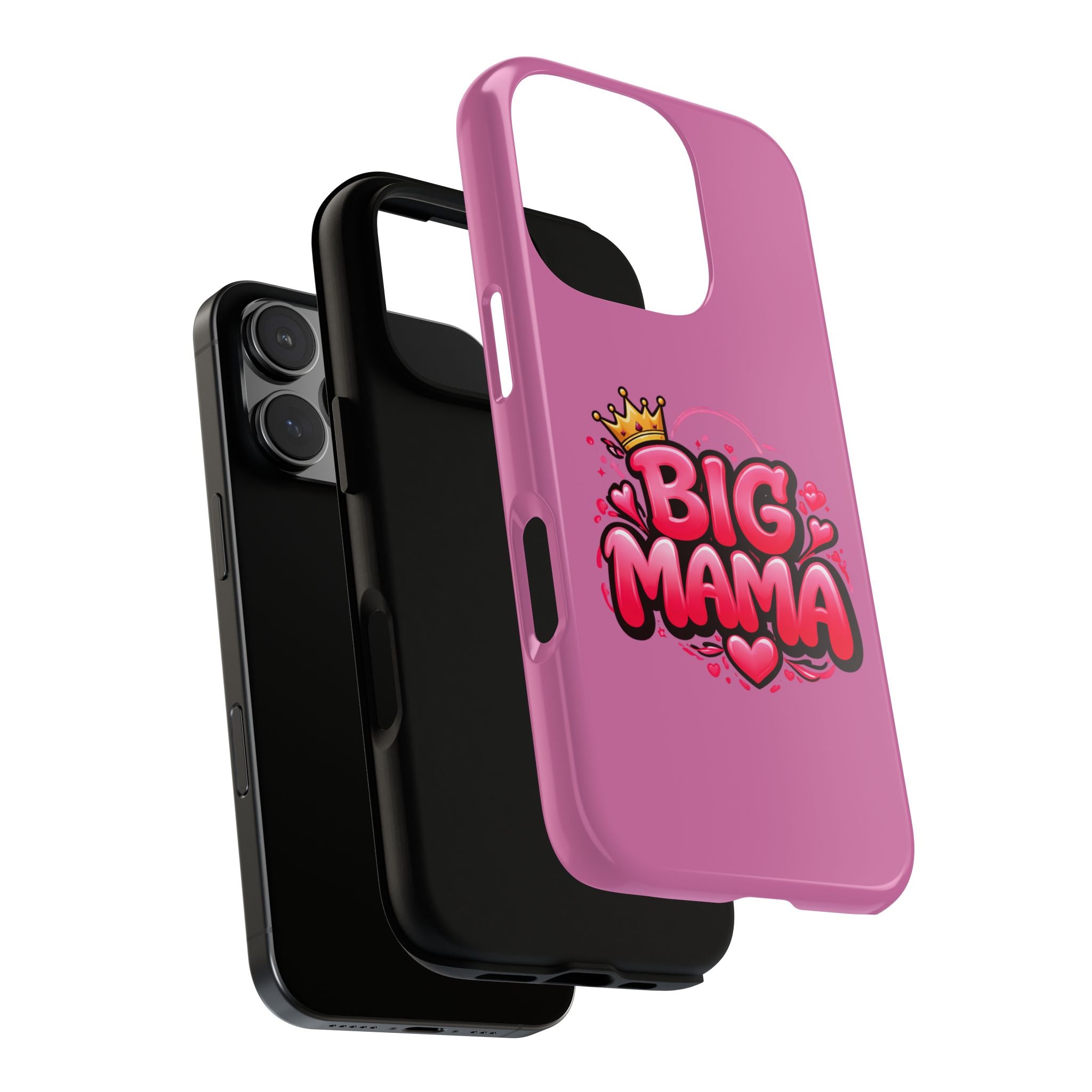 Big Mama Pink Phone Case — Cute Crowned Heart Graphic Tough Case