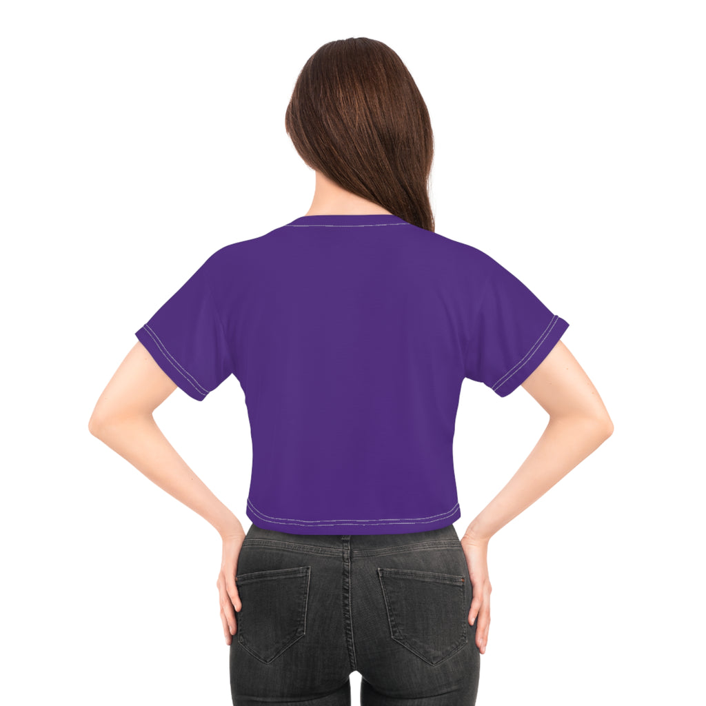 Purple Queen Graphic Crop Tee — Regal Crowned Woman Design