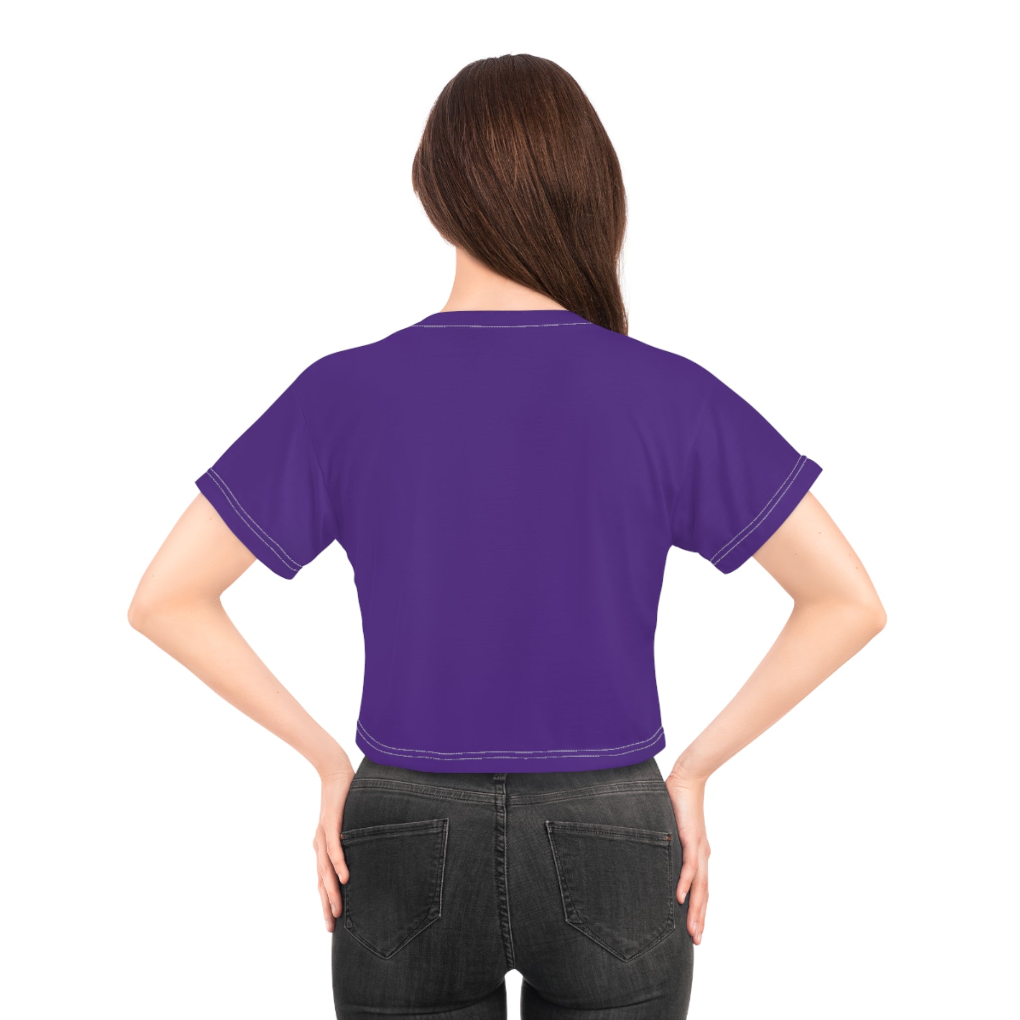 Purple Queen Graphic Crop Tee — Regal Crowned Woman Design
