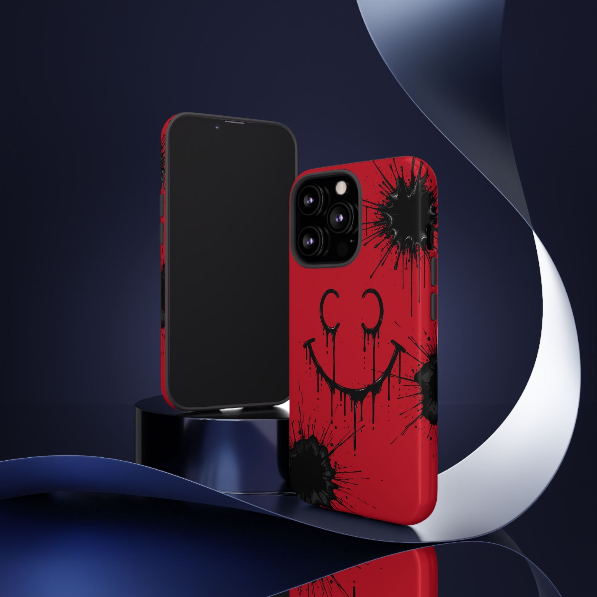 Protective Phone Case — Red Drip Smile Splatter Design