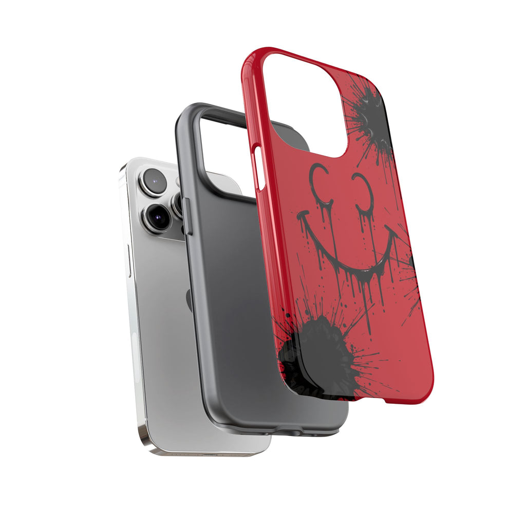 Protective Phone Case — Red Drip Smile Splatter Design