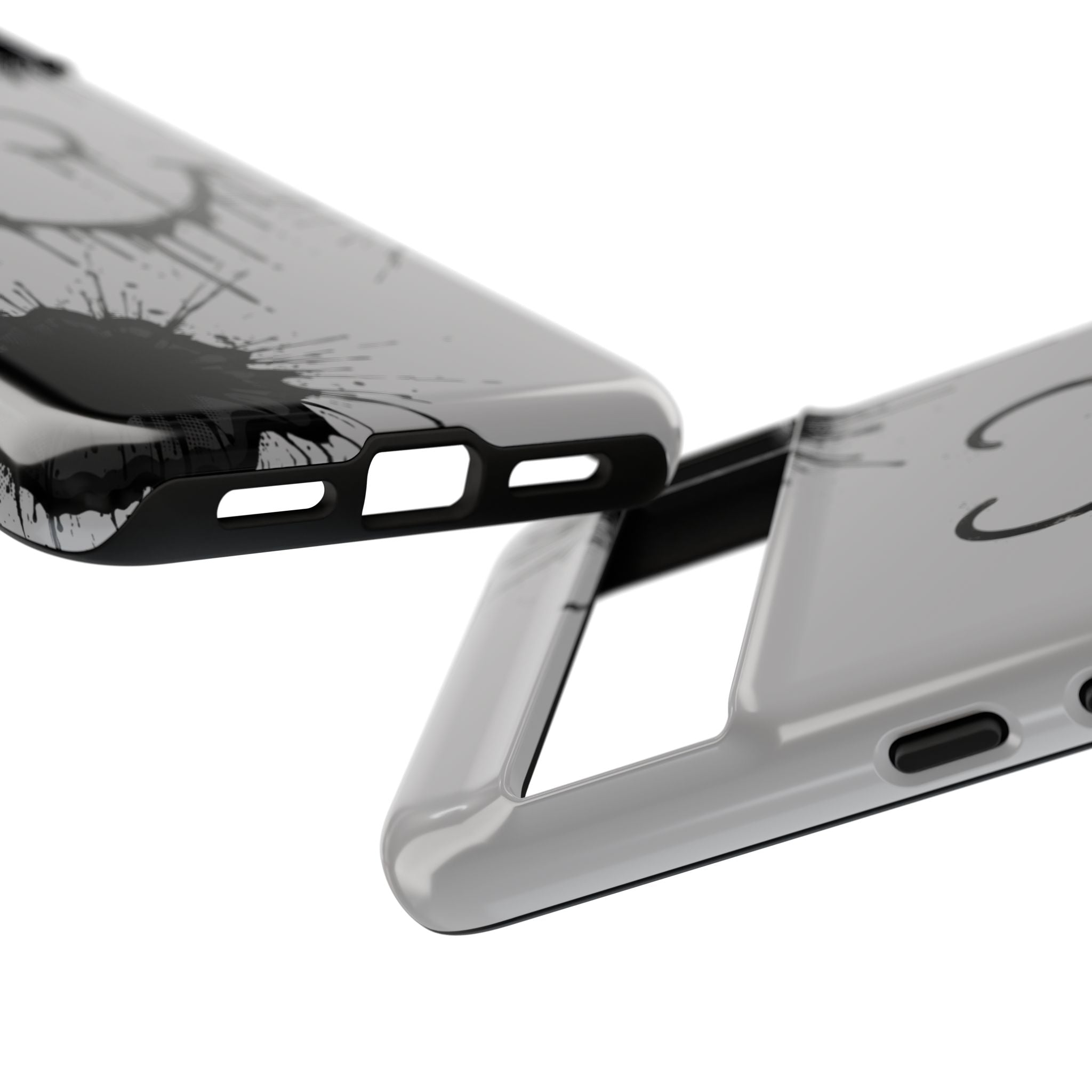 Protective Phone Case — Gray Drip Smile Splatter Design