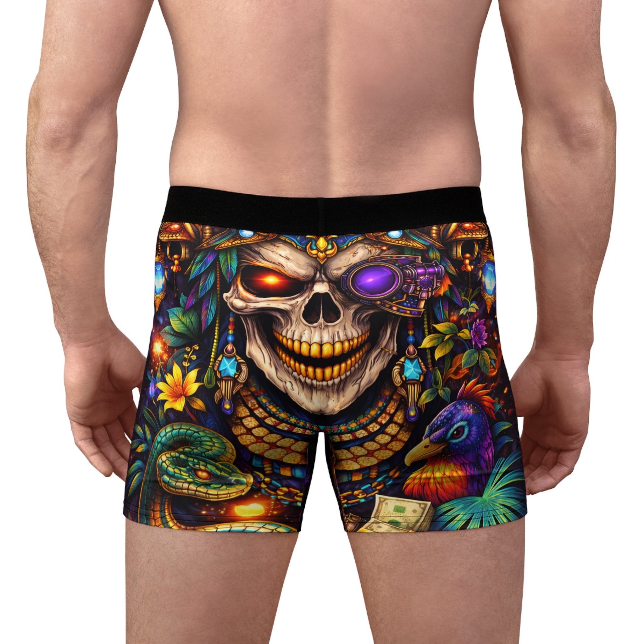 Skull & Jungle Boxer Briefs — Vibrant Day of the Dead AOP Men’s Underwear