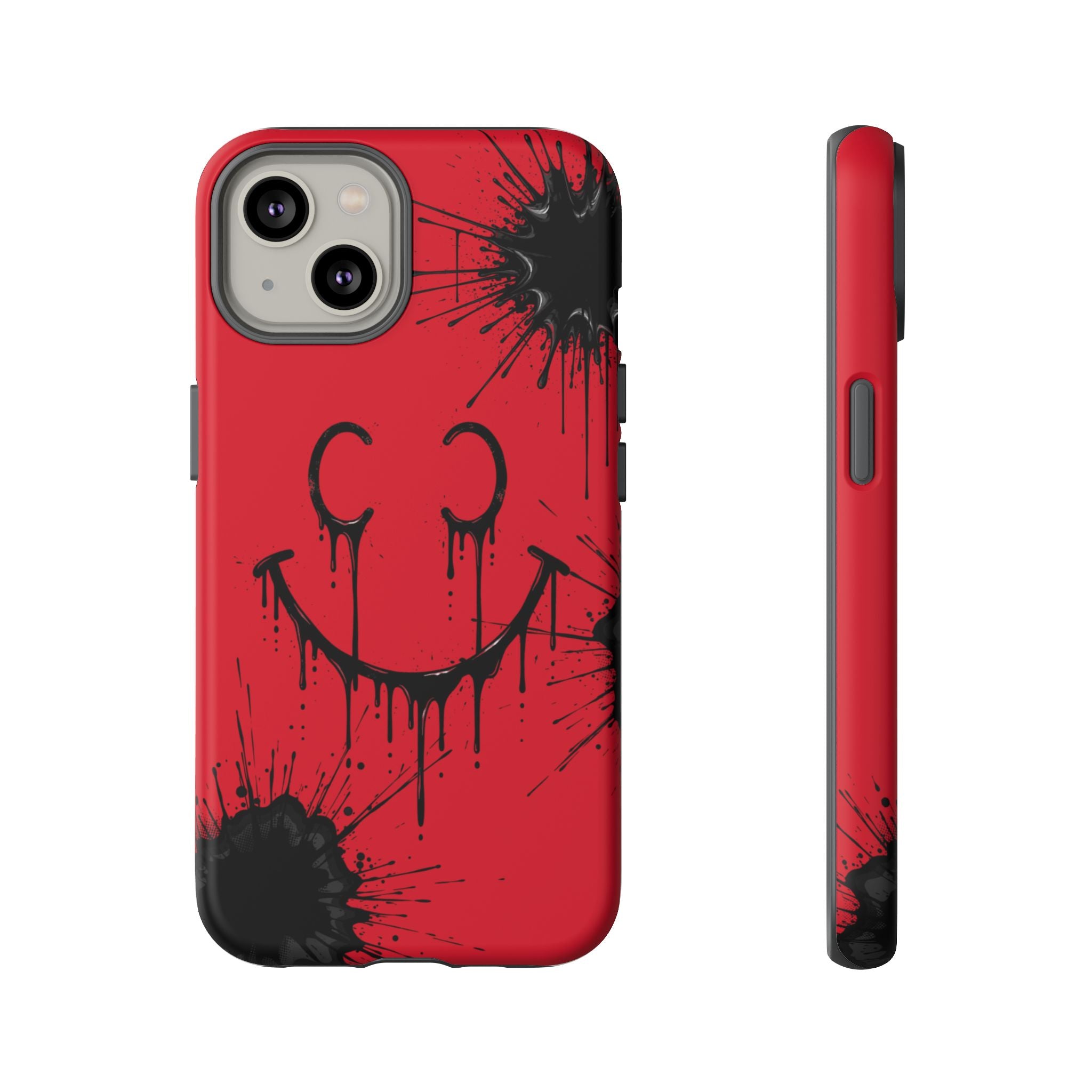 Protective Phone Case — Red Drip Smile Splatter Design