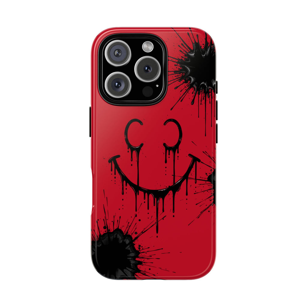 Protective Phone Case — Red Drip Smile Splatter Design