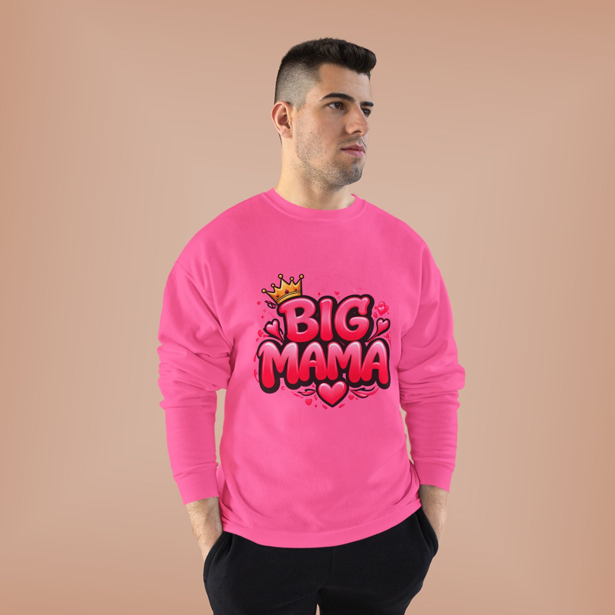 Big Mama Crewneck Sweatshirt — Pink Crown Graphic Mom Gift
