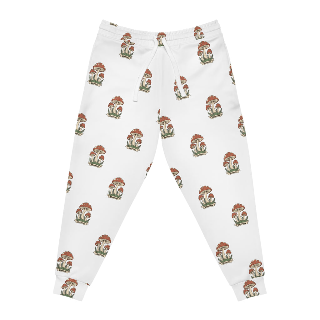 Mushroom Pattern Athletic Joggers — Botanical Graphic AOP Sweatpants