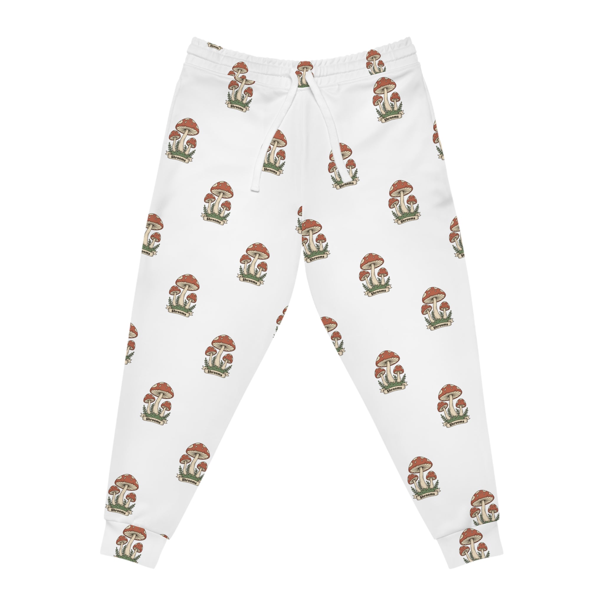 Mushroom Pattern Athletic Joggers — Botanical Graphic AOP Sweatpants