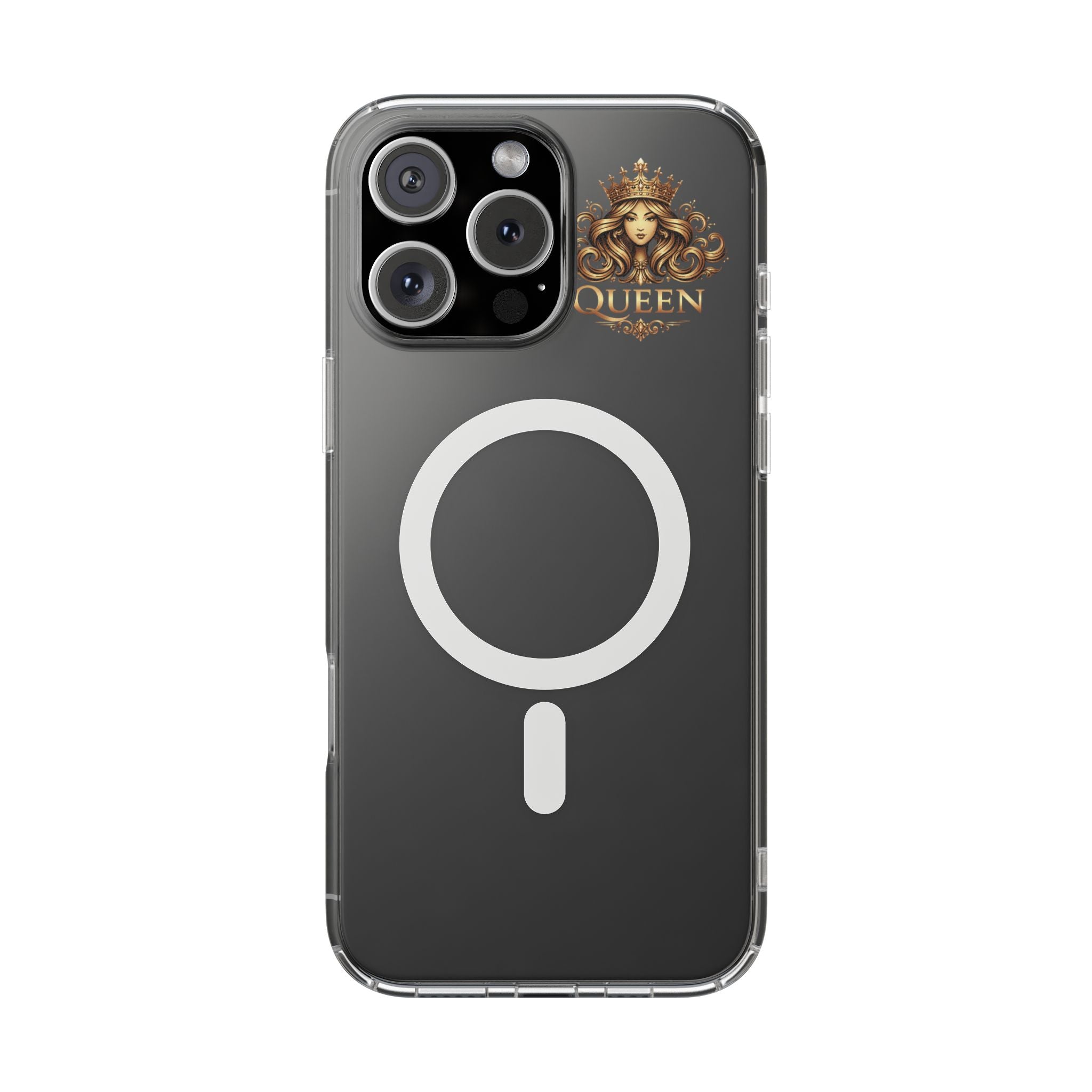 Clear Magnetic Phone Case — "Queen" Crown Design, Impact-Resistant