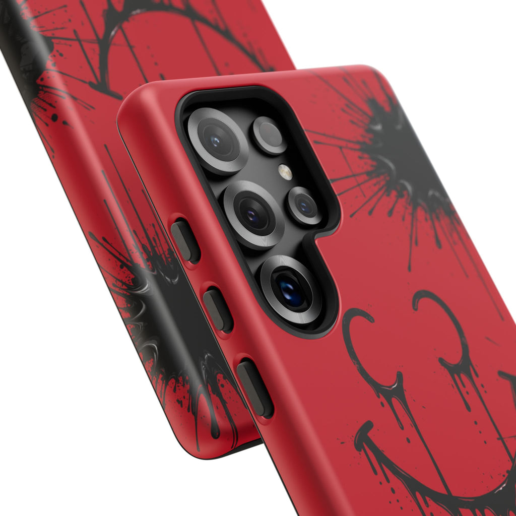 Protective Phone Case — Red Drip Smile Splatter Design