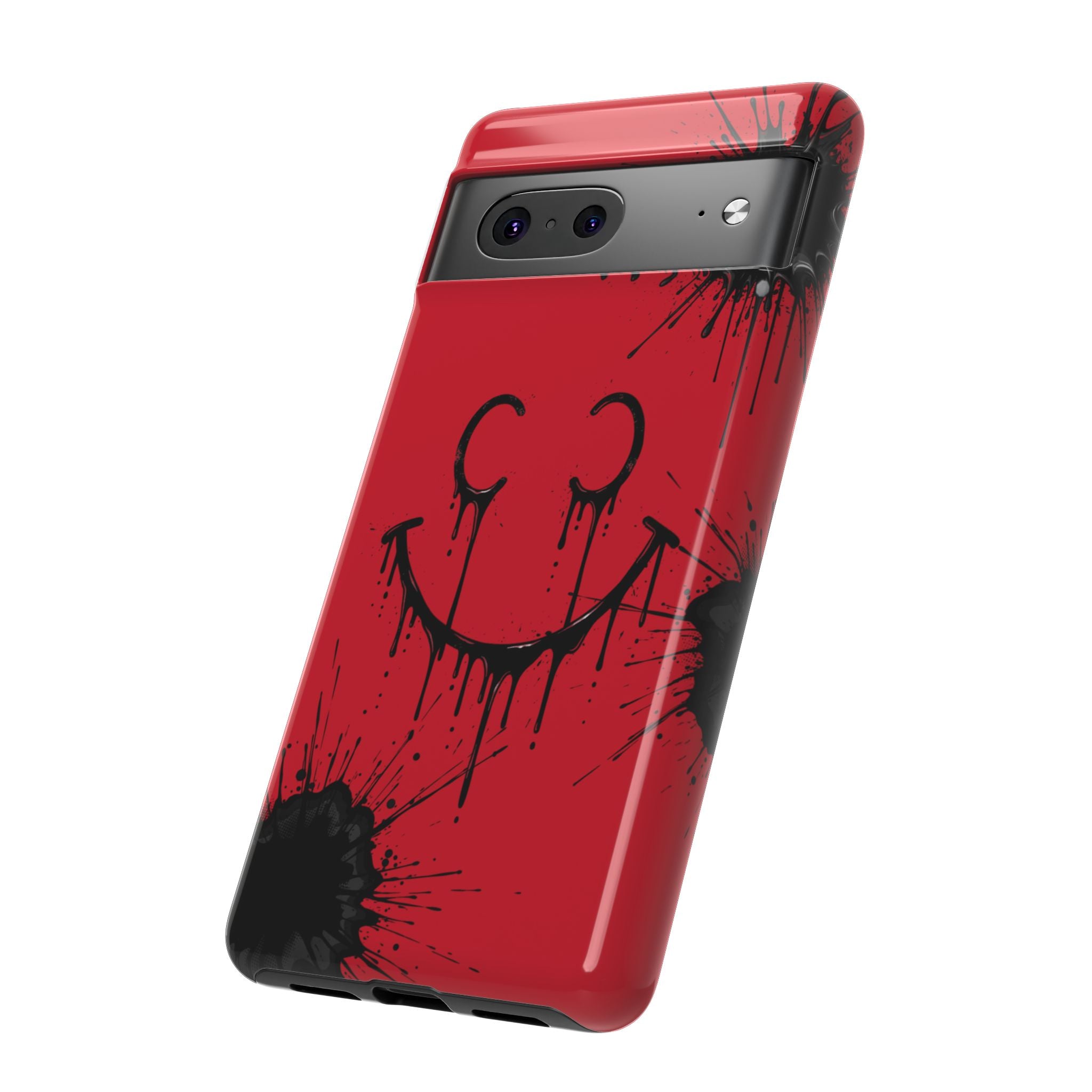 Protective Phone Case — Red Drip Smile Splatter Design