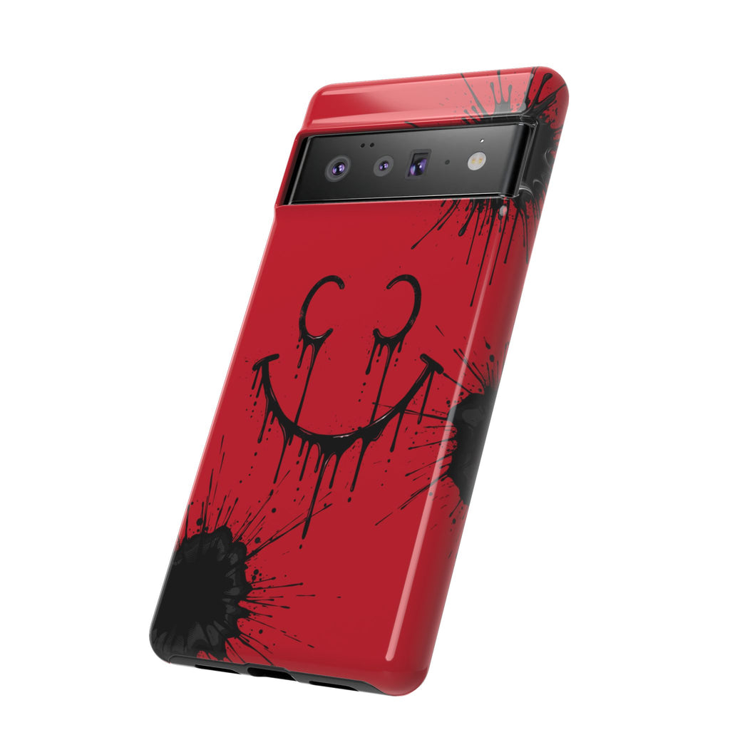 Protective Phone Case — Red Drip Smile Splatter Design