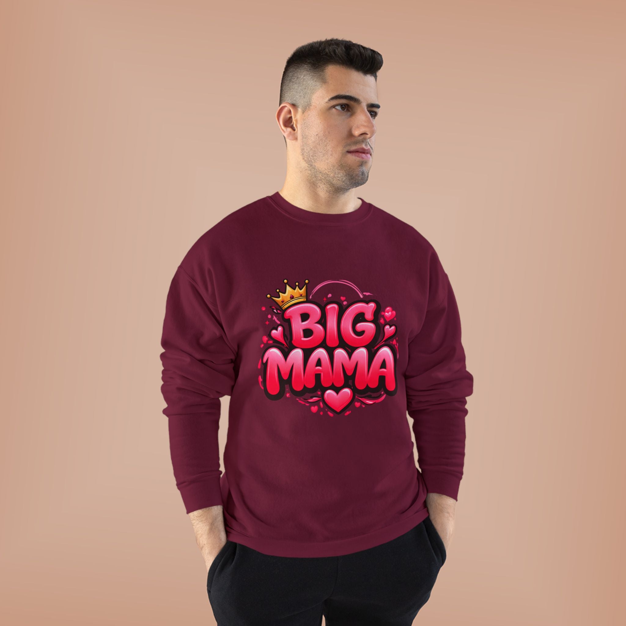 Big Mama Crewneck Sweatshirt — Pink Crown Graphic Mom Gift