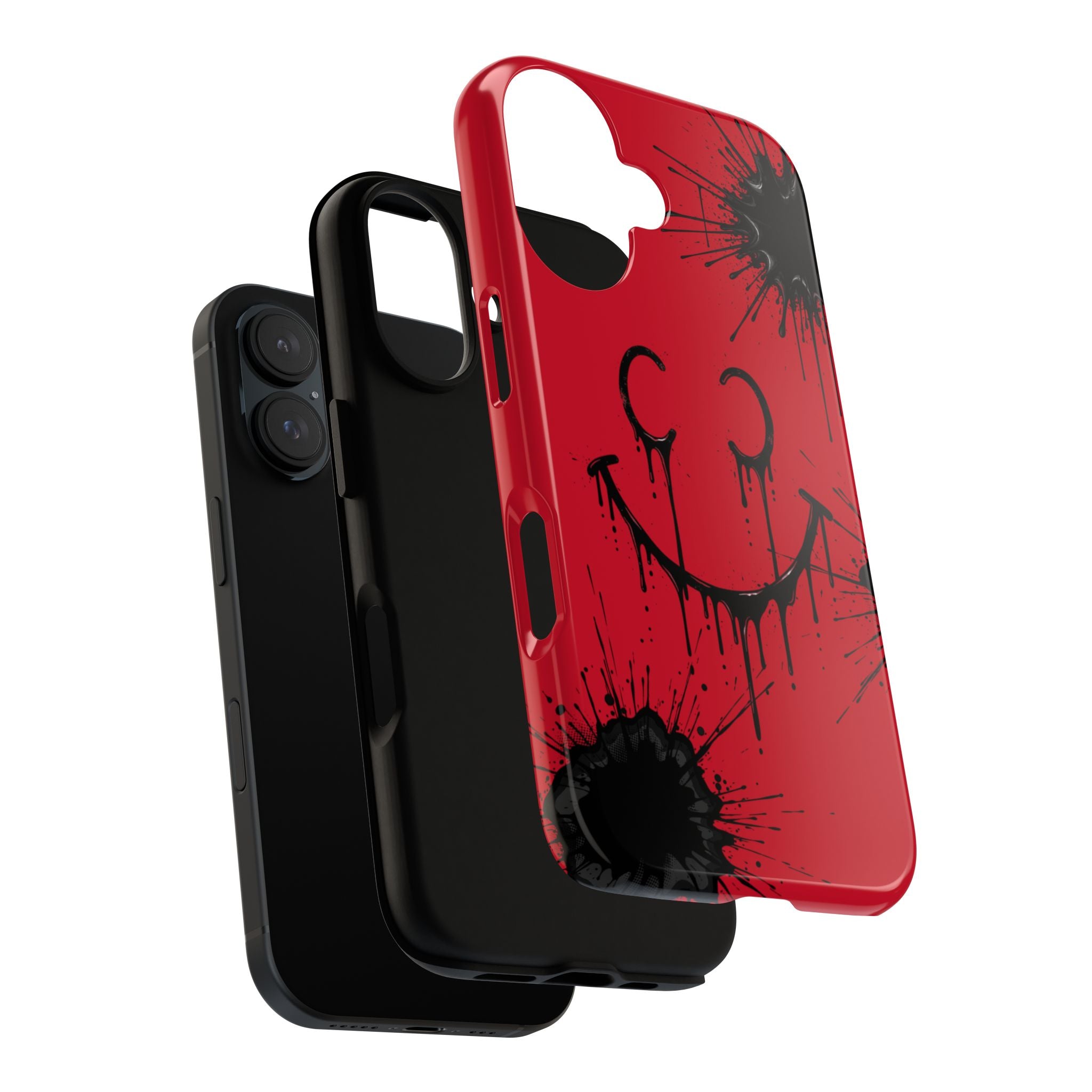Protective Phone Case — Red Drip Smile Splatter Design