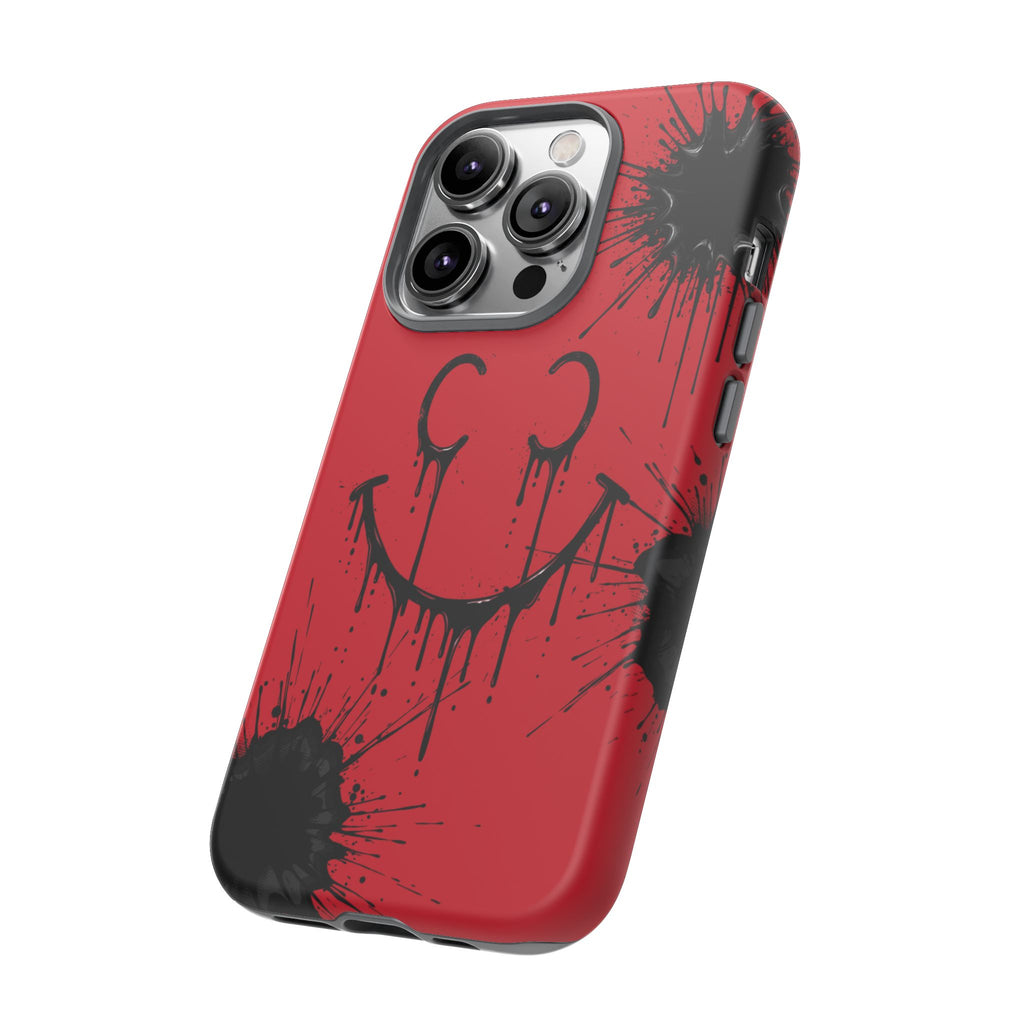 Protective Phone Case — Red Drip Smile Splatter Design