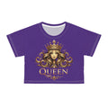 Purple Queen Graphic Crop Tee — Regal Crowned Woman Design