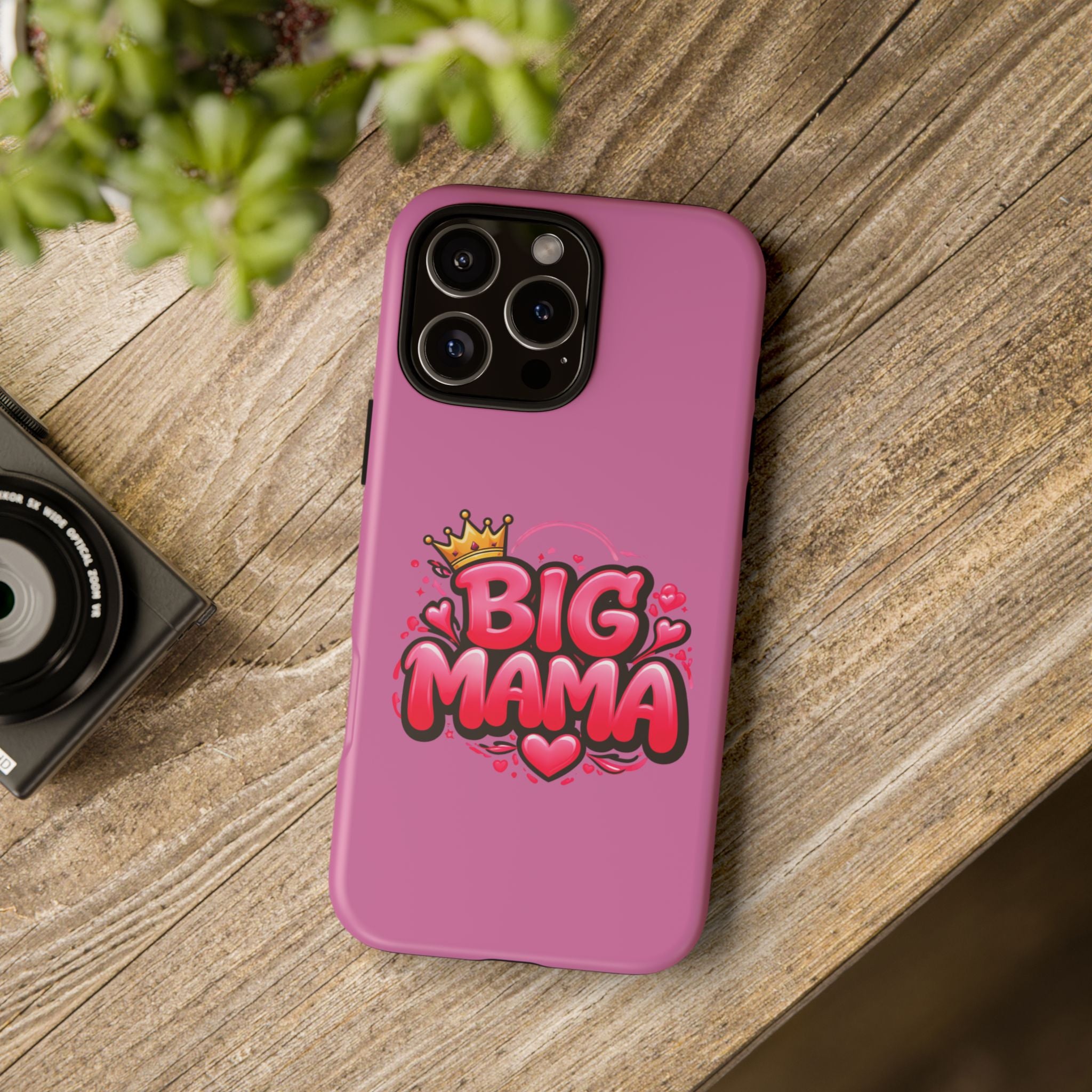 Big Mama Pink Phone Case — Cute Crowned Heart Graphic Tough Case