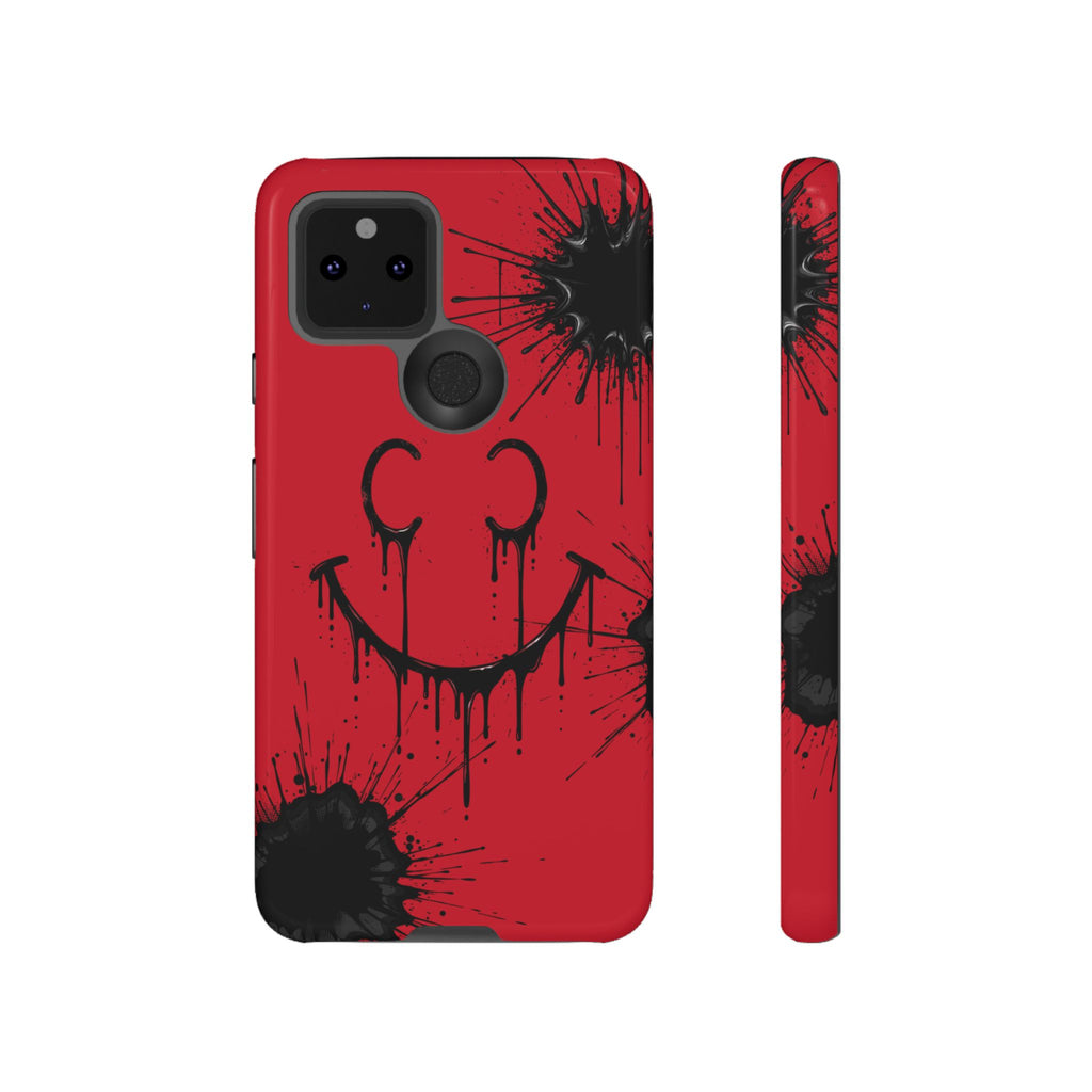 Protective Phone Case — Red Drip Smile Splatter Design