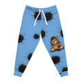 Ink Splatter Teddy Joggers — Grunge Athletic Sweatpants with Smiley Detail