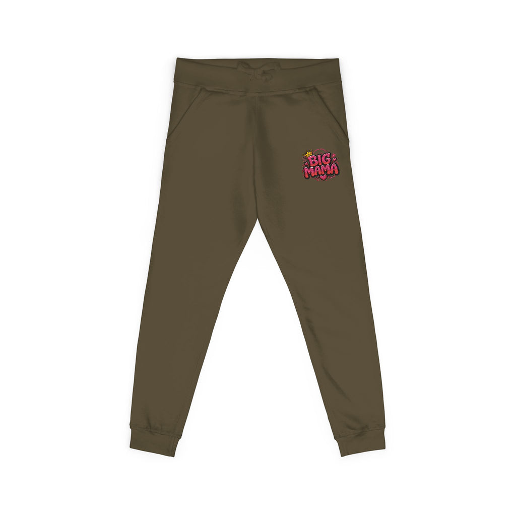 Embroidered “BigMama” Pink Fleece Sweatpants — Cute Floral Mascot Accent