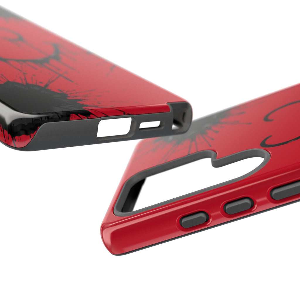 Protective Phone Case — Red Drip Smile Splatter Design