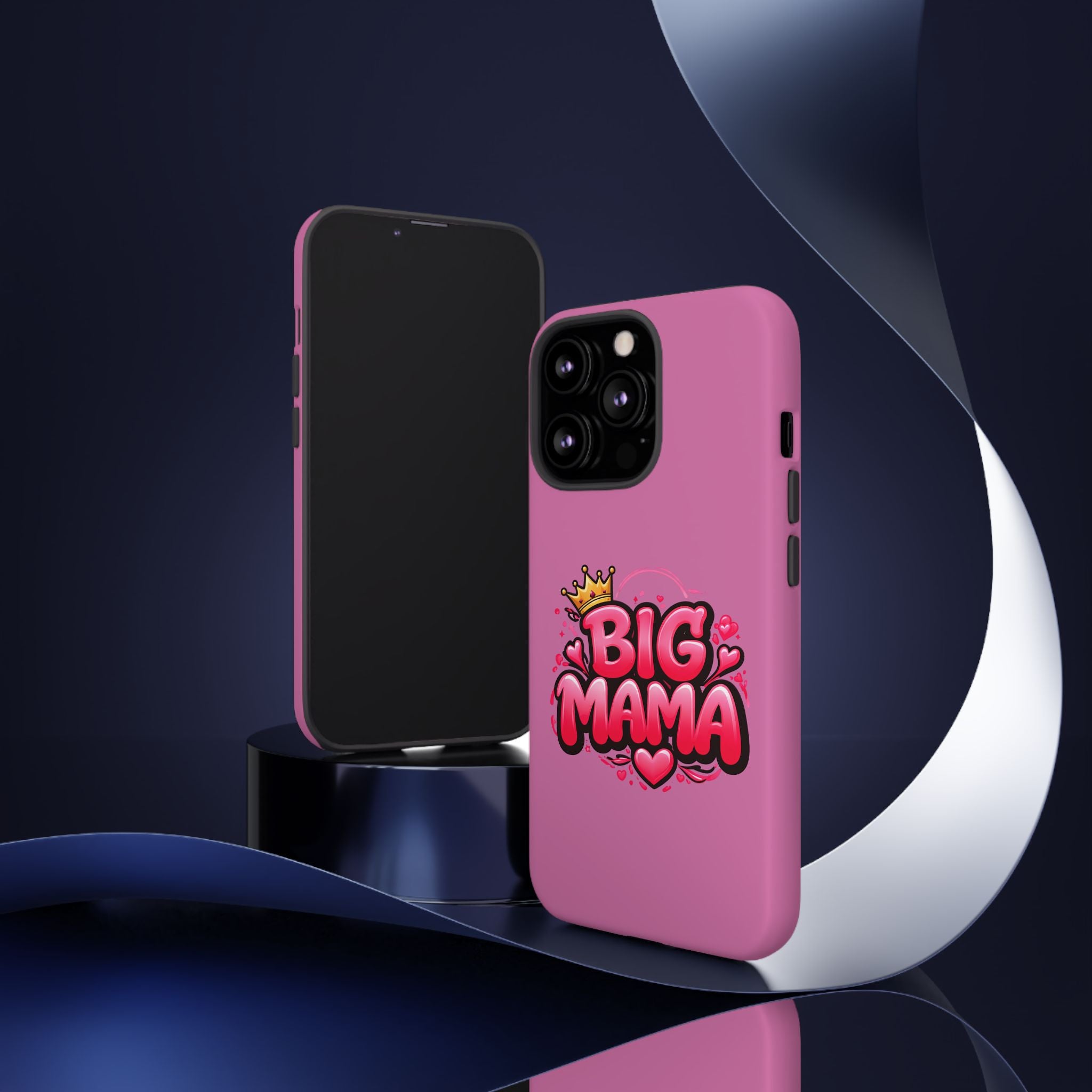 Big Mama Pink Phone Case — Cute Crowned Heart Graphic Tough Case