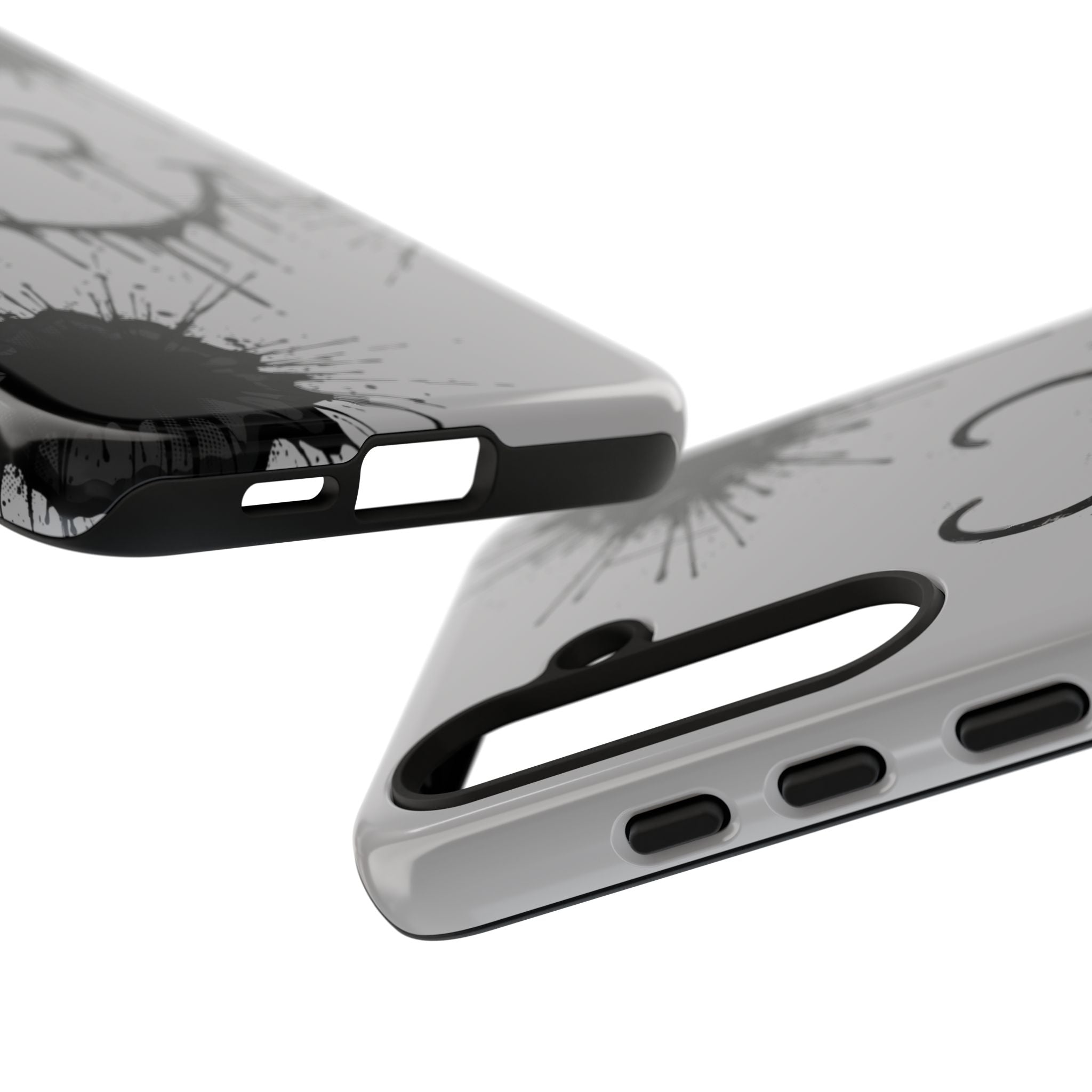 Protective Phone Case — Gray Drip Smile Splatter Design