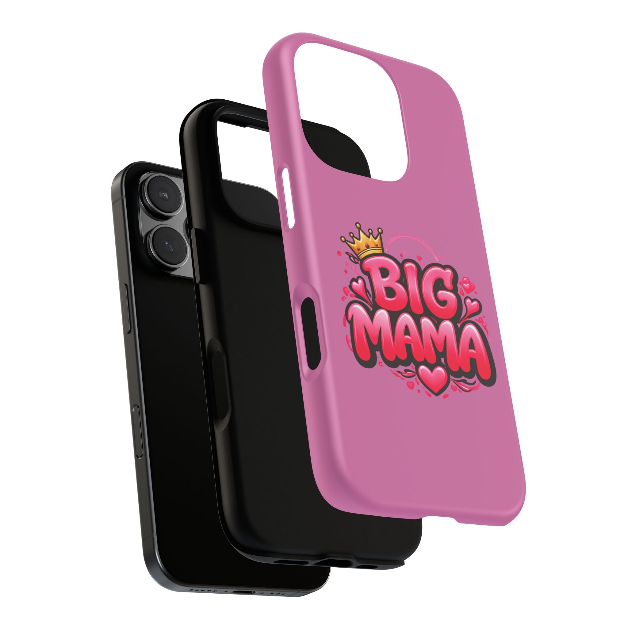 Big Mama Pink Phone Case — Cute Crowned Heart Graphic Tough Case