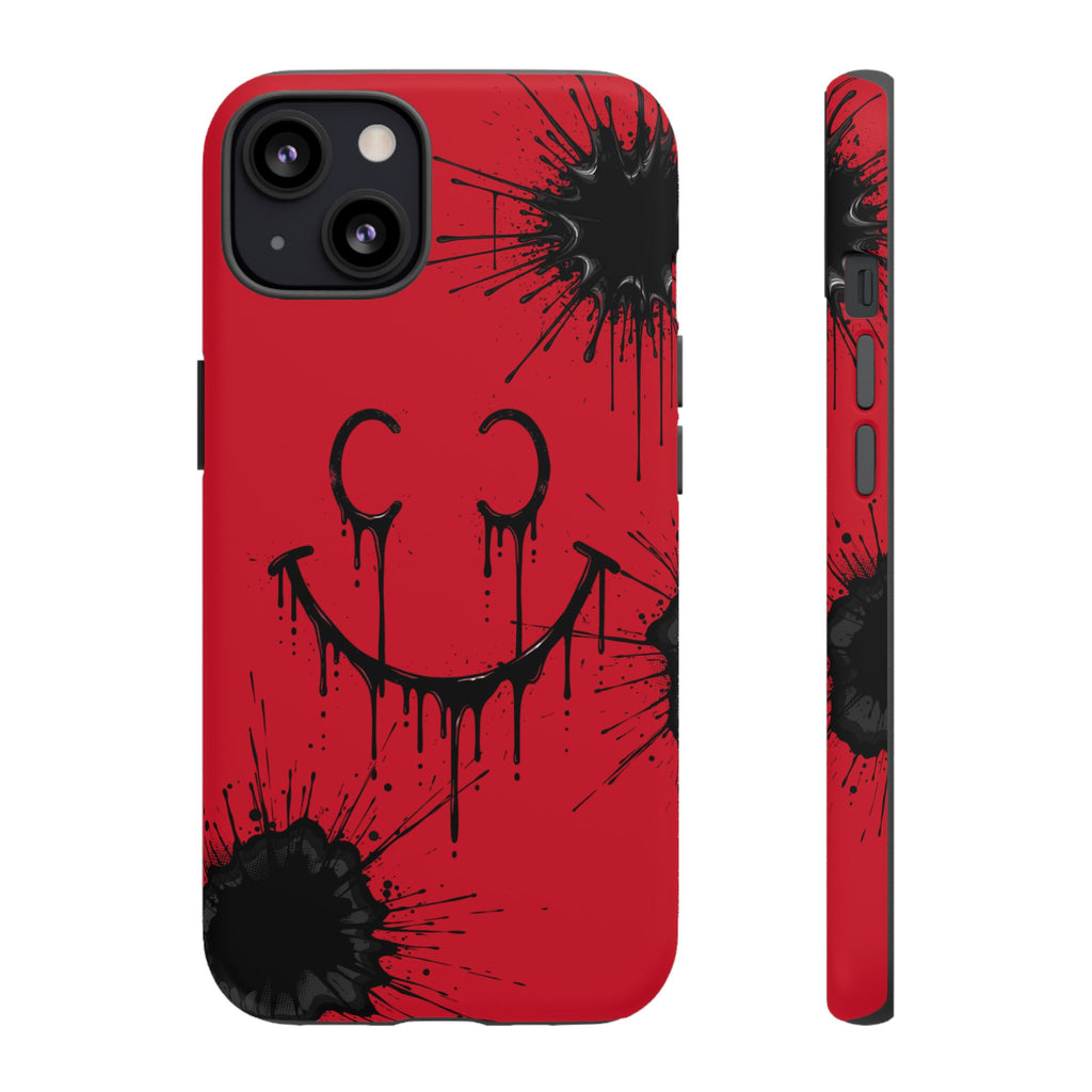 Protective Phone Case — Red Drip Smile Splatter Design