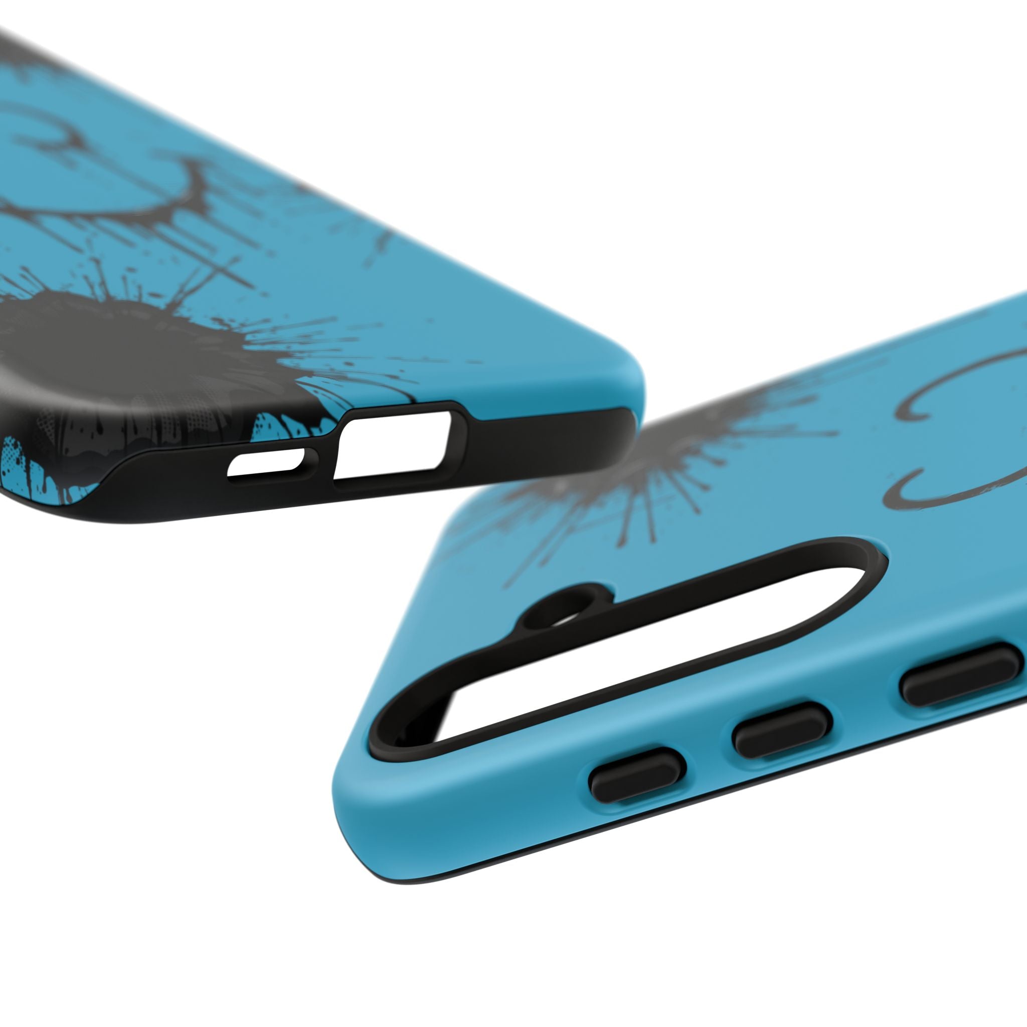 Protective Phone Case — Blue Drip Smile Splatter Design