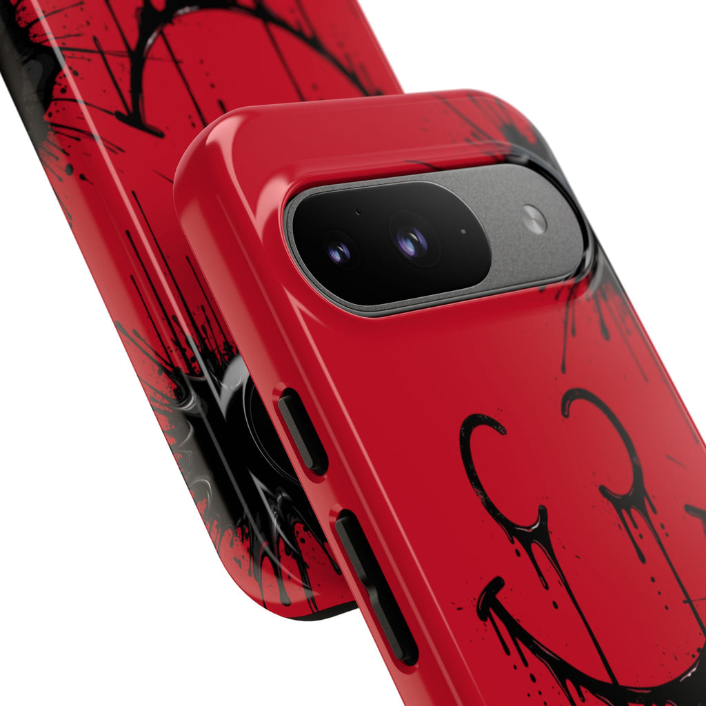 Protective Phone Case — Red Drip Smile Splatter Design