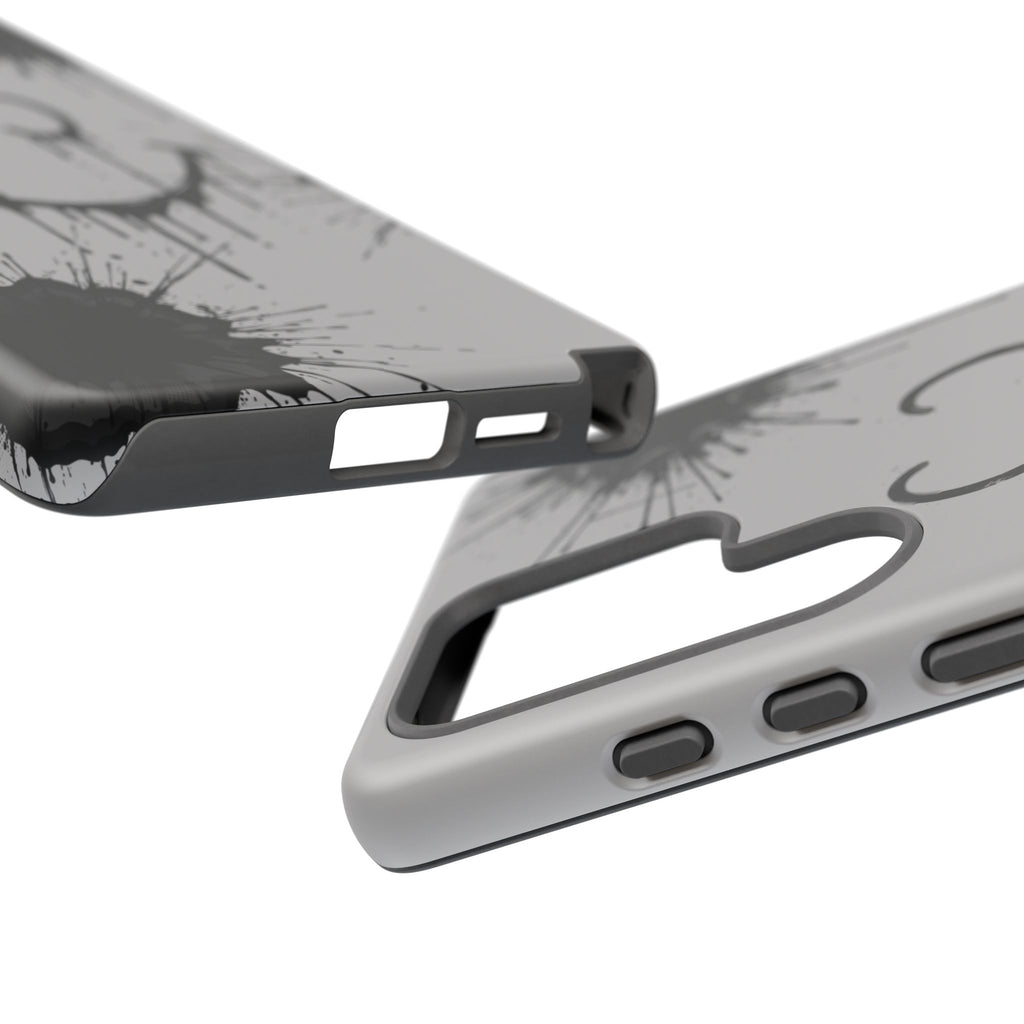 Protective Phone Case — Gray Drip Smile Splatter Design