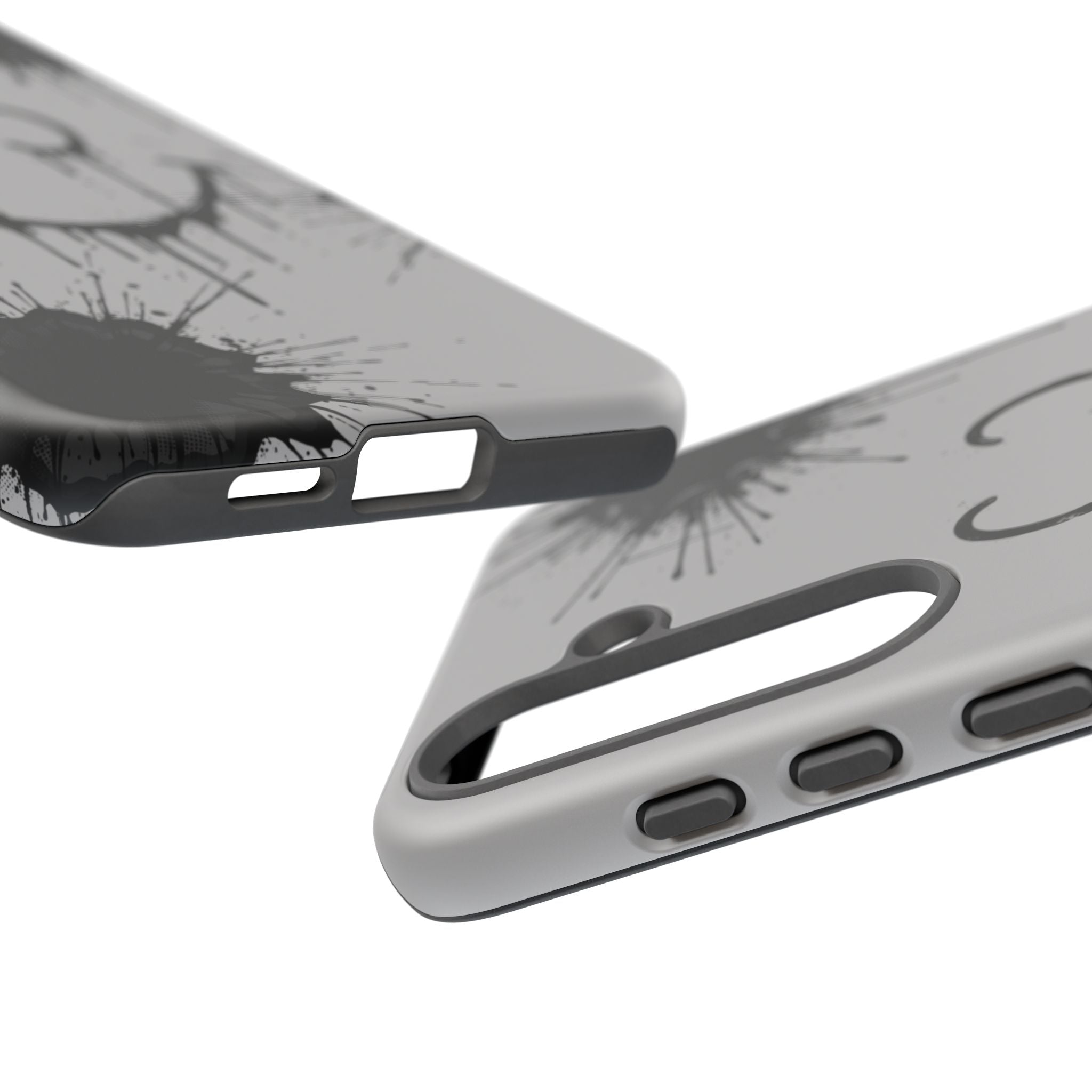 Protective Phone Case — Gray Drip Smile Splatter Design