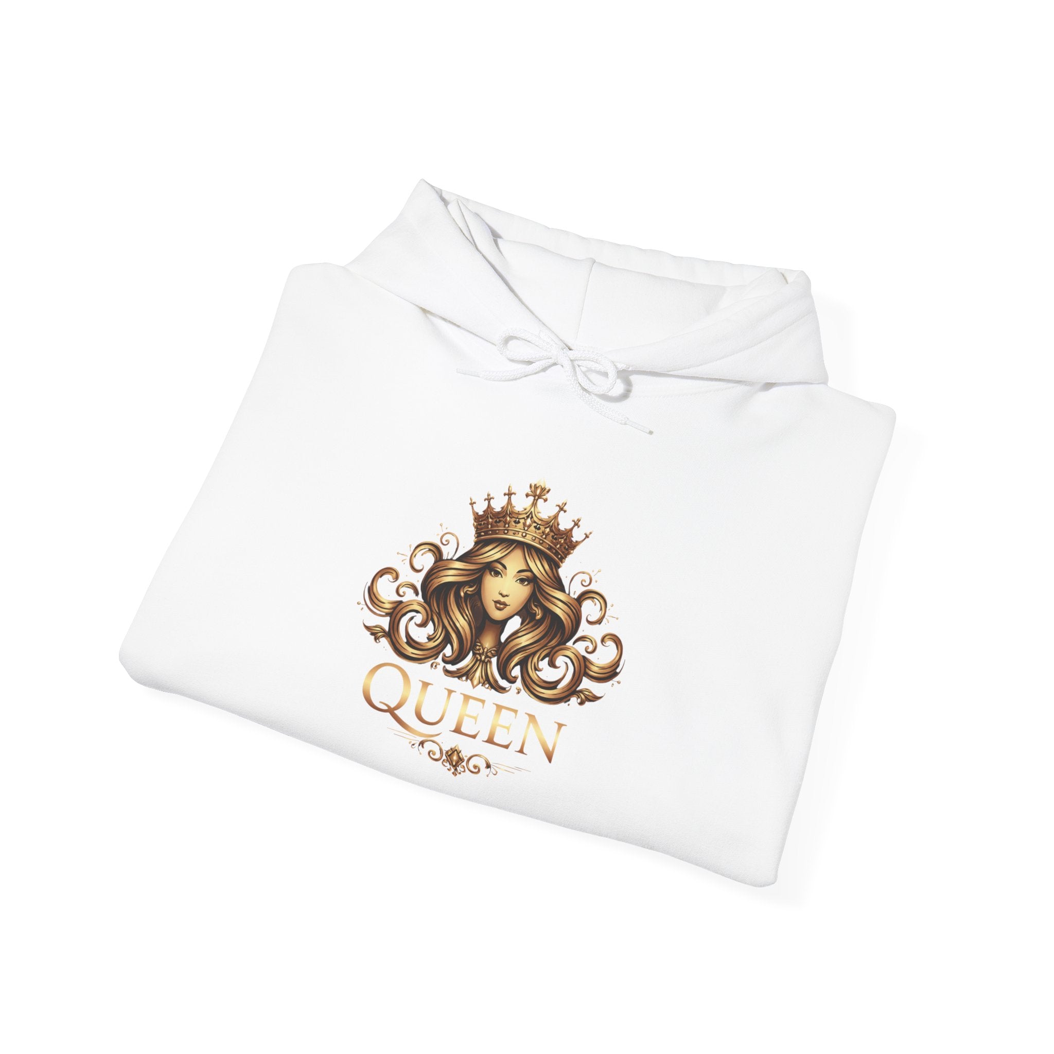 Queen Crown Graphic Hoodie — "Queen" Regal Lioness Design