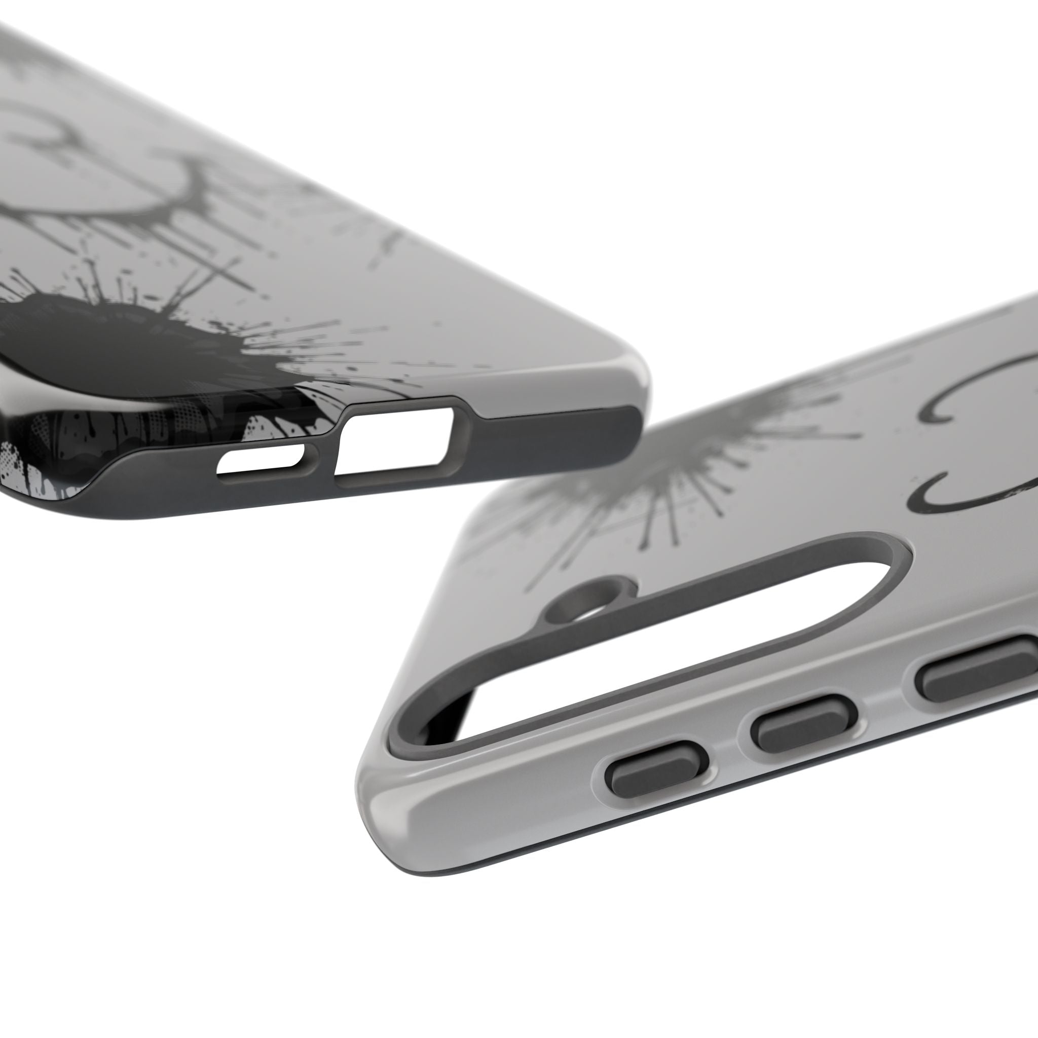 Protective Phone Case — Gray Drip Smile Splatter Design