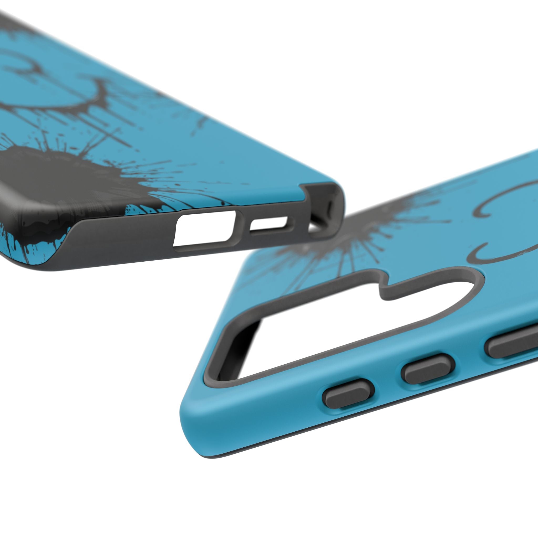 Protective Phone Case — Blue Drip Smile Splatter Design