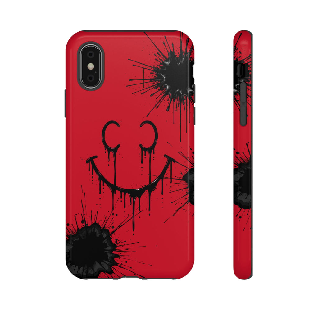 Protective Phone Case — Red Drip Smile Splatter Design