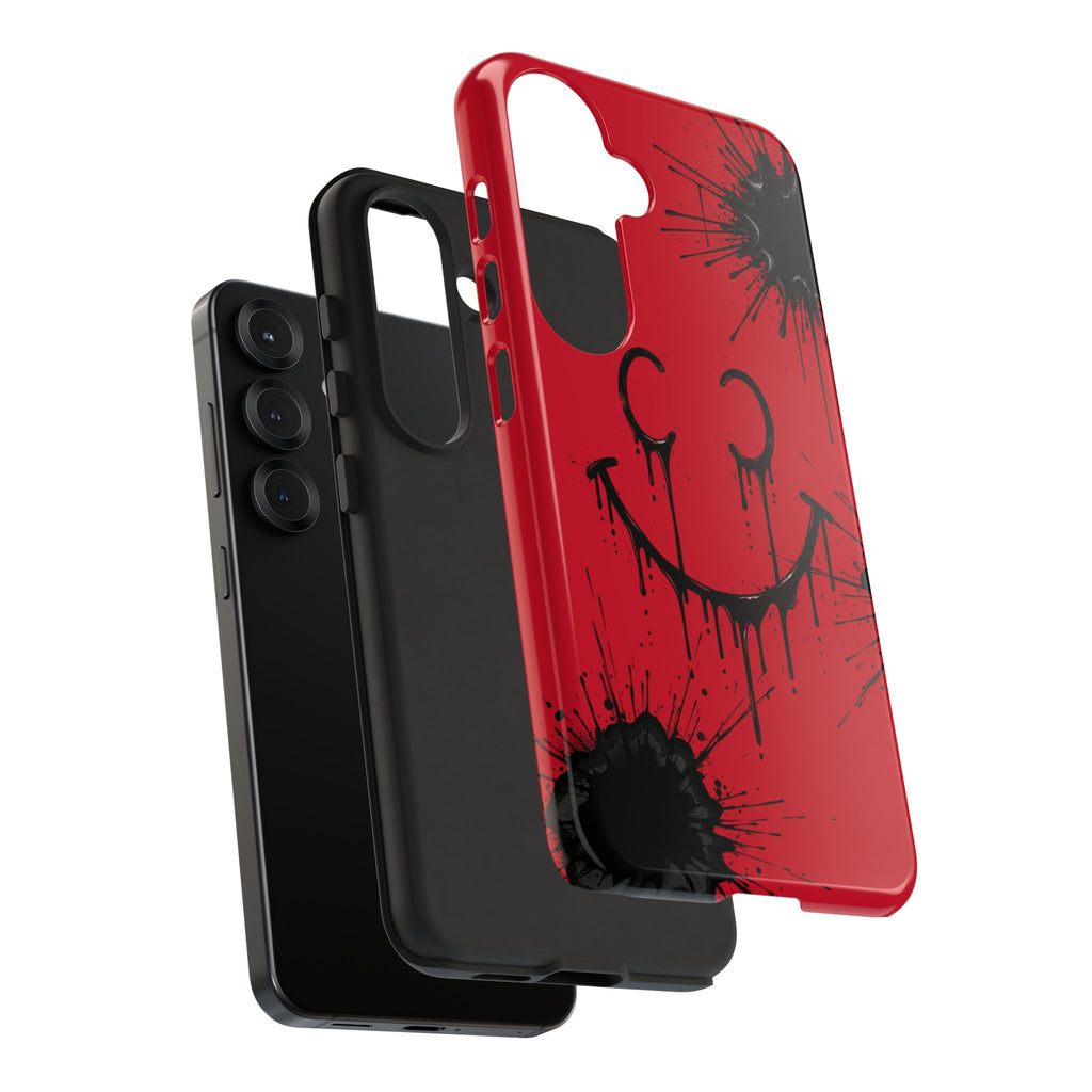 Protective Phone Case — Red Drip Smile Splatter Design