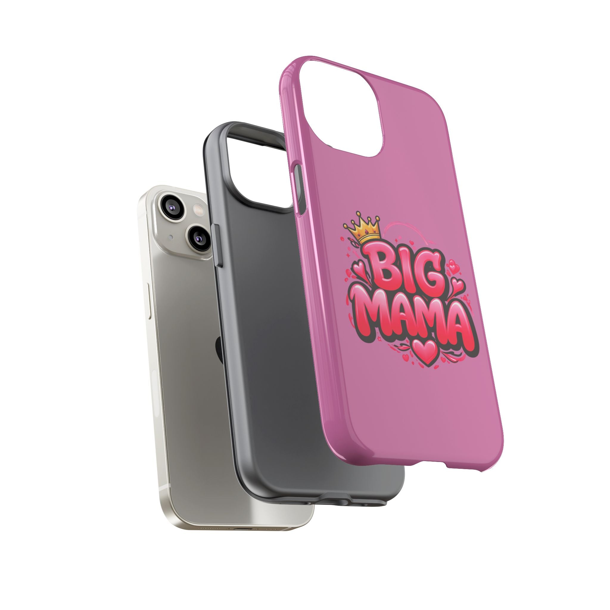 Big Mama Pink Phone Case — Cute Crowned Heart Graphic Tough Case