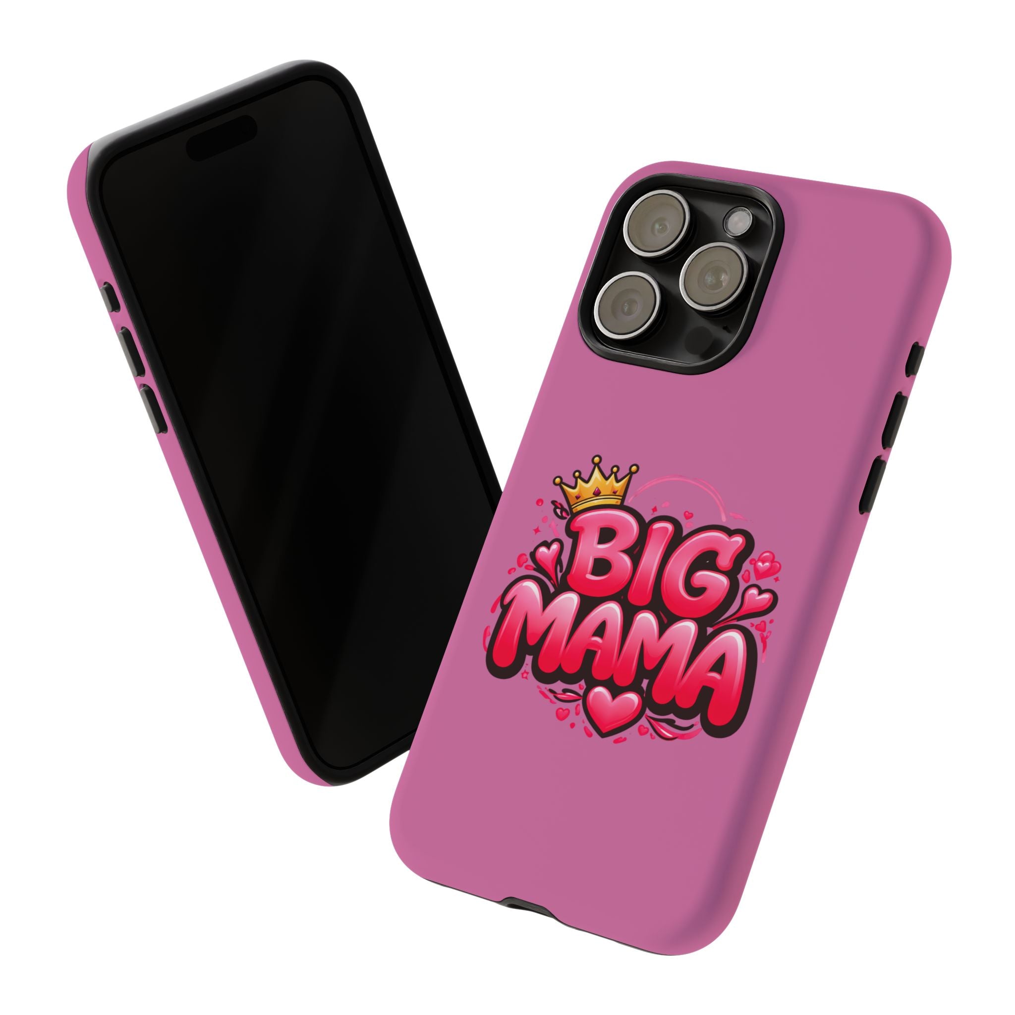 Big Mama Pink Phone Case — Cute Crowned Heart Graphic Tough Case