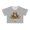 Gray Queen Graphic Crop Tee — Regal Crowned Woman Design